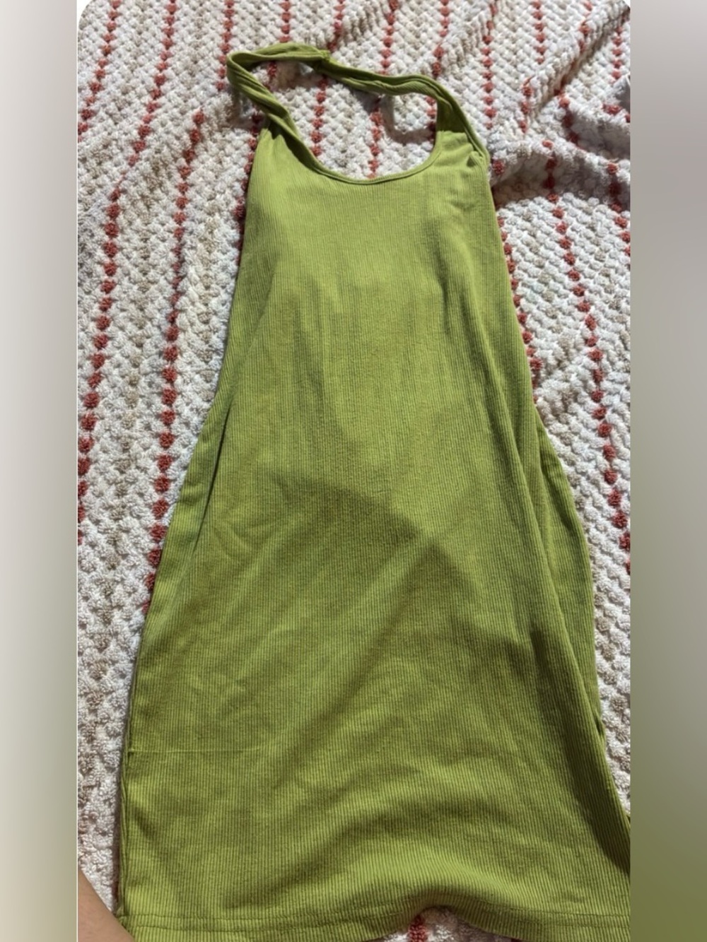 SHEIN Olive Green Ribbed Midi Tank Dress